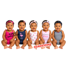 Load image into Gallery viewer, Baby Girl Sleeveless Bodysuit (5Pcs) Bright Flamingo - Kyemen Baby Online
