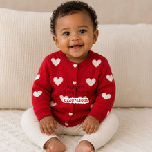 Load image into Gallery viewer, Baby Sweater/ Cardigan (Red With white Heart)
