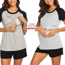 Load image into Gallery viewer, Breastfeeding Nighty Top With Shorts (Karl)

