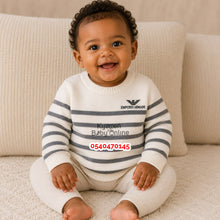 Load image into Gallery viewer, Baby Sweater / Cardigan ( Cream With Grey)
