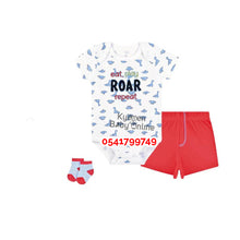 Load image into Gallery viewer, Baby Boy Bodysuit with Shorts and Socks (Roar)
