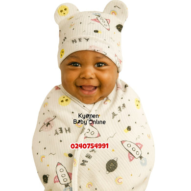 Baby Swaddle With Hat - Kyemen Baby Online