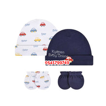 Load image into Gallery viewer, Baby Boy 2Pcs Hat With 2Pairs Of Mittens (0-6Months) Cars
