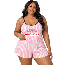 Load image into Gallery viewer, Wholesale - Breastfeeding Nighty Top With Shorts (Pink With White Strips) - Kyemen Baby Online
