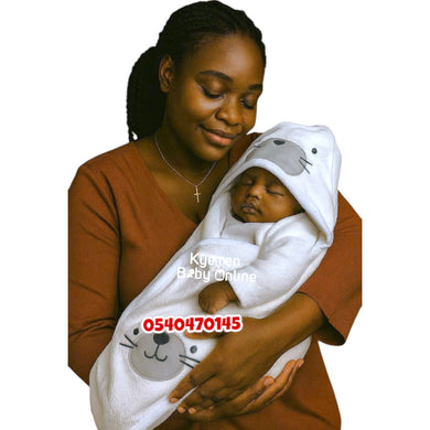 Baby Hooded Towel / Blanket (Bebe Favour) Bear 76x76cm - Kyemen Baby Online