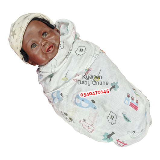 Baby Bamboo Muslin Swaddle Blanket  (Bebe Favour) 110×110cm