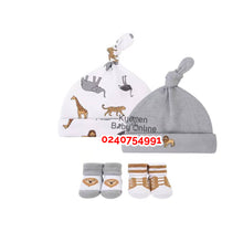 Load image into Gallery viewer, Baby Boy 2Pcs Knot Hat With 2Pcs of Socks (Lion) 0-6Months
