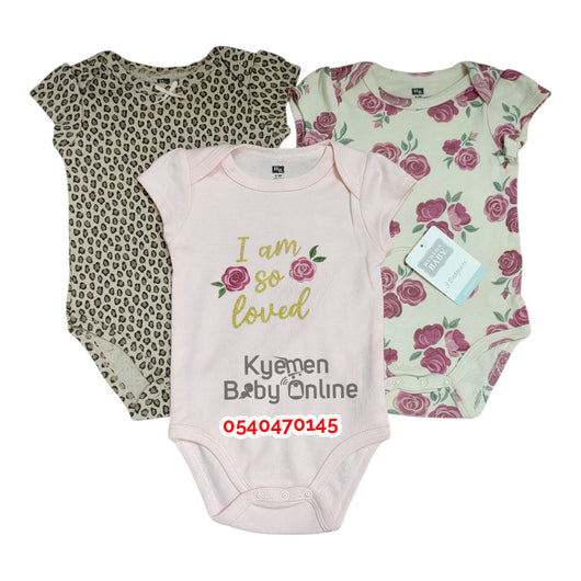 Baby Bodysuit (3pcs) Roses - Kyemen Baby Online