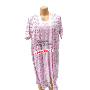Breastfeeding Night Gown / Nighty With Coat (Yimiasha Flowers) - Kyemen Baby Online