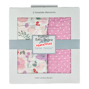2 In 1 Baby Swaddle / Blanket (Bebe Favour) 110×110cm - Kyemen Baby Online