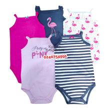 Load image into Gallery viewer, Baby Girl Sleeveless Bodysuit (5Pcs) Bright Flamingo - Kyemen Baby Online
