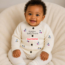 Load image into Gallery viewer, Baby Sweater / Cardigan (Cream With Cherry)
