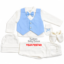 Load image into Gallery viewer, Baby Boy Christening Top And Down (Petite Ponpon) 0-5Months (B)
