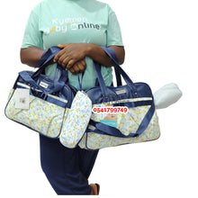 Load image into Gallery viewer, 3 In 1 Diaper Bag (Baby Sky Flowers) Deep Blue - Kyemen Baby Online
