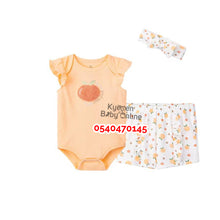 Load image into Gallery viewer, Baby Girl Bodysuit with Shorts And Headband (Little Peach)
