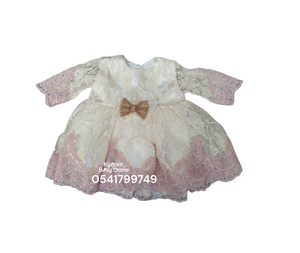 Baby Girl Christening Dress (0-6m) Peach - Kyemen Baby Online
