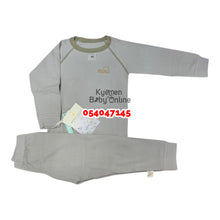 Load image into Gallery viewer, Baby Pant With Long Sleeves Top (Pyjamas) Dark Grey With Green
