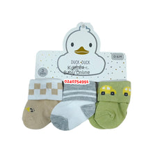 Load image into Gallery viewer, Baby Boy Socks 3pcs (Duck Duck) Cars 0-6m
