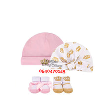 Load image into Gallery viewer, Baby Girl 2Pcs Turban with 2Pcs of Socks (Crowny) B

