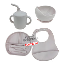 Load image into Gallery viewer, Silicone Baby Bib With Bowl, Cup And Cutlery (Dr. Annie) - Kyemen Baby Online
