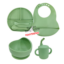 Load image into Gallery viewer, Silicone Baby Bib With Bowl, Cup And Cutlery (Dr. Annie) - Kyemen Baby Online
