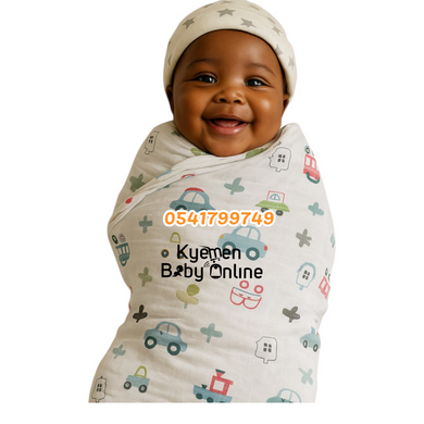 Baby Bamboo Muslin Swaddle Blanket  (Bebe Favour) 110×110cm - Kyemen Baby Online