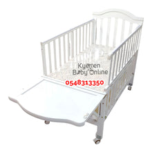 Load image into Gallery viewer, Baby Wooden Cot With Drawer / White Wooden Cot (611) Baby Bed / Baby Crib(Showroom Display) - Kyemen Baby Online
