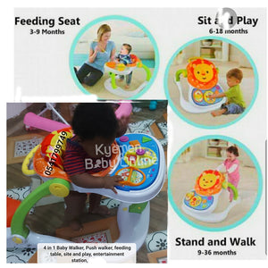 4-In-1 Multifunctional Baby Walker And Entertainer With Feeding Tray, Push Walker, Toys And Music  3689-YD