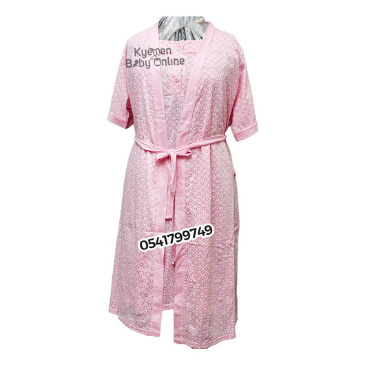 Breastfeeding Night Gown With Coat (Yimiasha, Love) Light Pink - Kyemen Baby Online