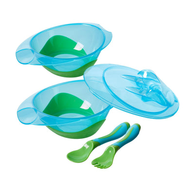 Baby Feeding Bowl / Cereal Bowls With Travel Lid And Spoon (Nuby Muncheez) 2pcs - Kyemen Baby Online