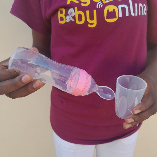 Baby Bottle With Silicon Spoon (Squeeze feeder, Dr. Annie) 120ml - Kyemen Baby Online