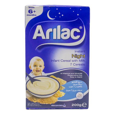 Arilac Instant Night Infant 7 Cereals With Milk (200g) 6m+ - Kyemen Baby Online
