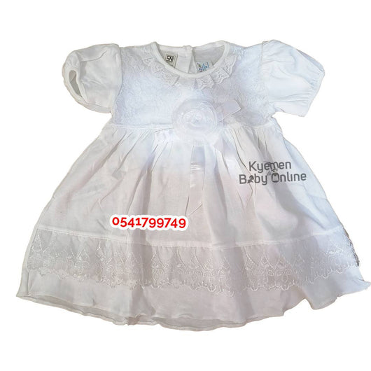 Baby Girl White Dress (Rosette, Nezumi SNI) - Kyemen Baby Online