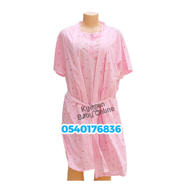 Breastfeeding Night Gown With Coat Buttons (Floral, Pink Oops) - Kyemen Baby Online