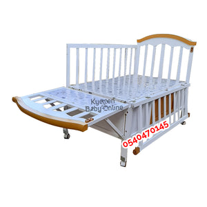 2 In 1 Baby Wooden Cot With Drawer (699) Baby Bed/Baby Crib - Kyemen Baby Online