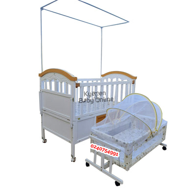 2 In 1 Baby Wooden Cot With Drawer (699) Baby Bed/Baby Crib - Kyemen Baby Online