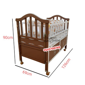 2 In 1 Baby Wooden Cot (8860) Baby Bed/Baby Crib - Kyemen Baby Online