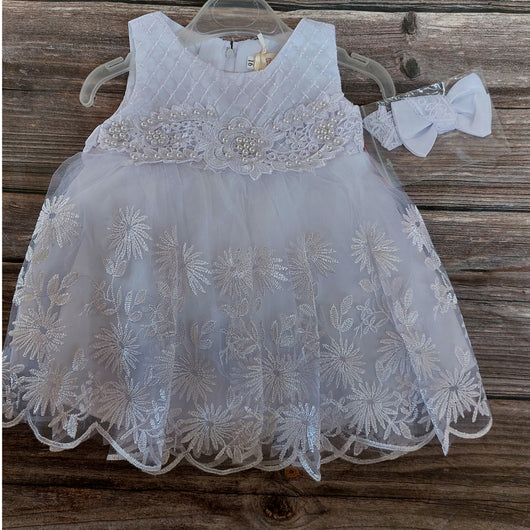 Baby Girl Christening Dress (Beaded With Accessories) - Kyemen Baby Online