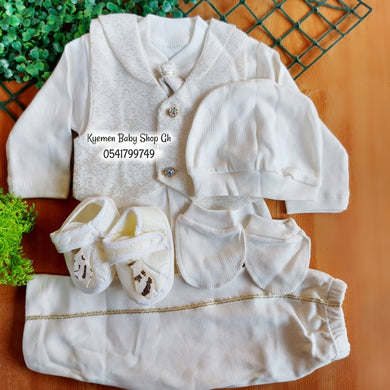 Baby Boy Dress (Boy Christening Dress Set, 0-6m) Gold Flower - Kyemen Baby Online