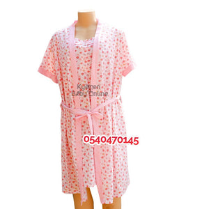 Breastfeeding Night Gown With Coat (Hao, Peach) - Kyemen Baby Online