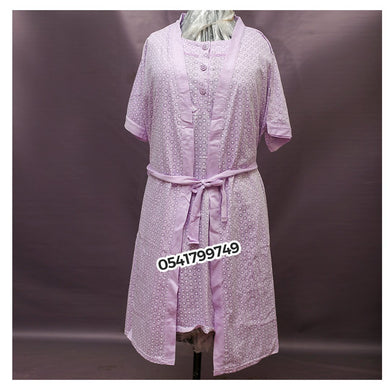 Breastfeeding Night Gown With Coat (Love, Purple) - Kyemen Baby Online