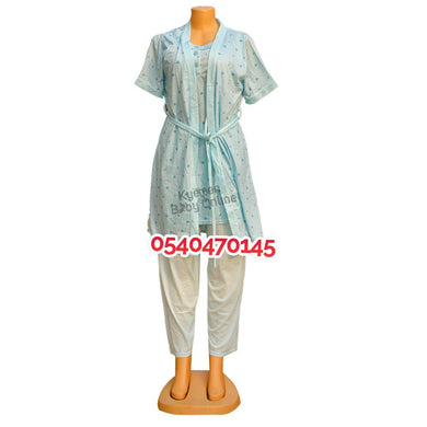 Breastfeeding Night Pyjamas (top and trousers) Floral, Blue - Kyemen Baby Online