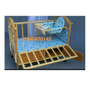 Baby Cot (Brown Wooden with Drawer) 5293 Baby Bed/Baby Crib - Kyemen Baby Online