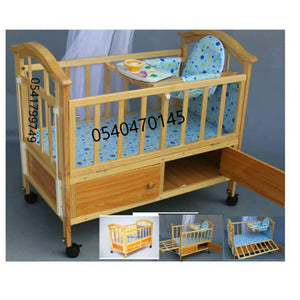 Baby Cot (Brown Wooden with Drawer) 5293 Baby Bed/Baby Crib - Kyemen Baby Online