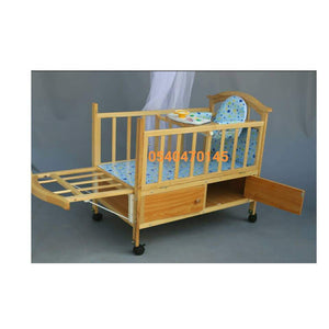 Baby Cot (Brown Wooden with Drawer) 5293 Baby Bed/Baby Crib - Kyemen Baby Online