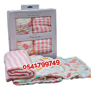 Baby Cot Sheet (Muslin Breathable Swaddle) 2pcs - Kyemen Baby Online