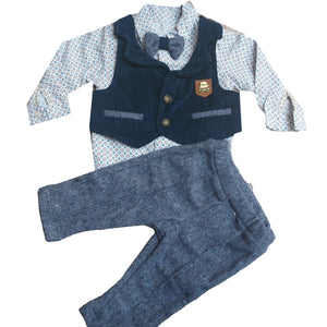 Baby Boy Full 3 piece Dress with Bow Tie (Bebedexs)-Brooch - Kyemen Baby Online