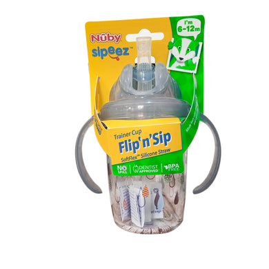 Baby Sippy Cup Bottle with  Straw (Nuby Flip 'n' Sip) 240ml ( 6-12m) - Kyemen Baby Online
