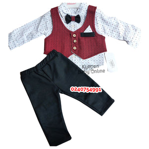 Baby Boy Full 3 piece Dress with Bowtie & Pocket Square (Bebedexs)- - Kyemen Baby Online